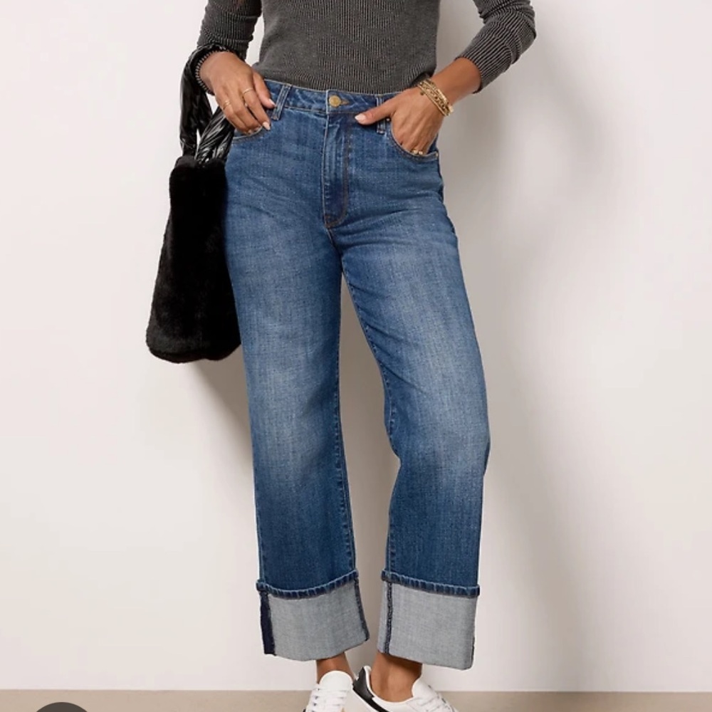 Kut from the Kloth Sienna High Rise Wide Leg Cuff Jeans Size 6 - unspeakable